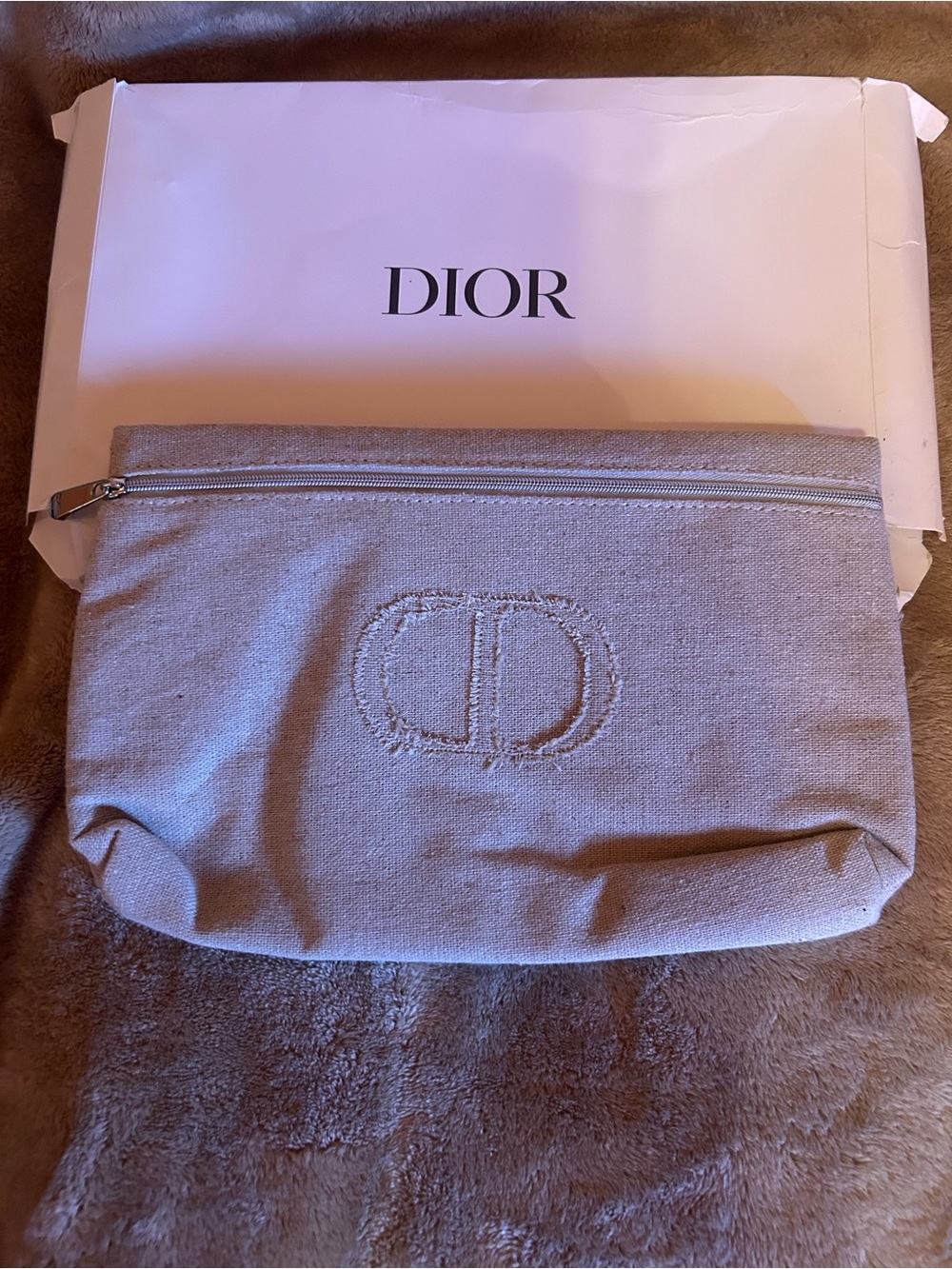 Dior Beige cosmetics bag